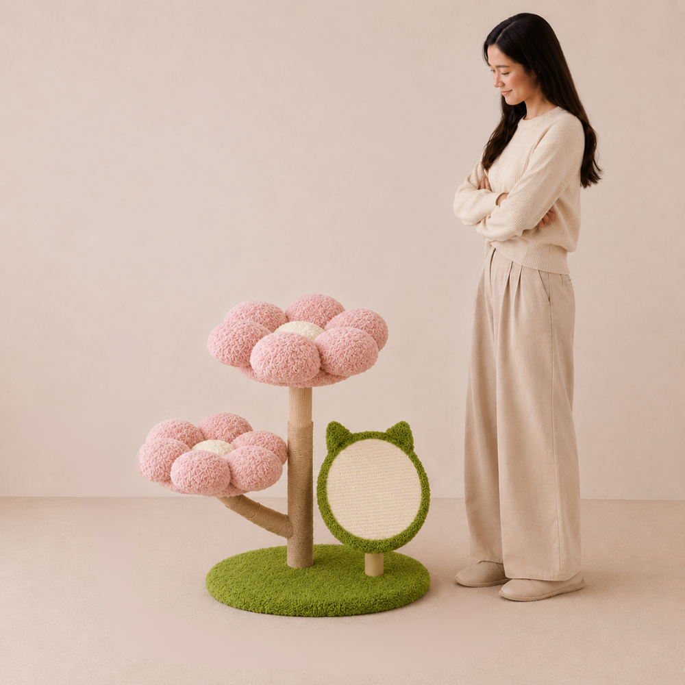 Four Seasons Natural Wood Flower Cat Tree
