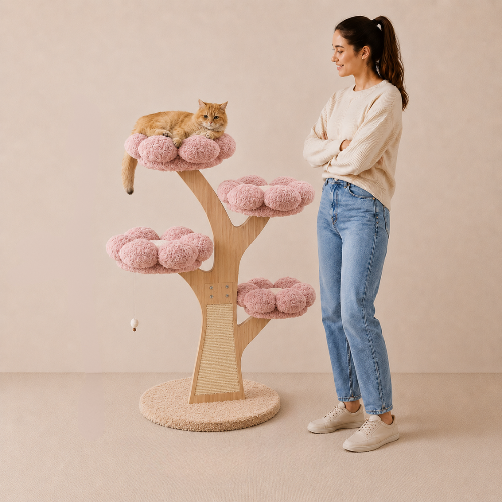Flower Series Cat Tree – Pink Bloom (4 Platforms)