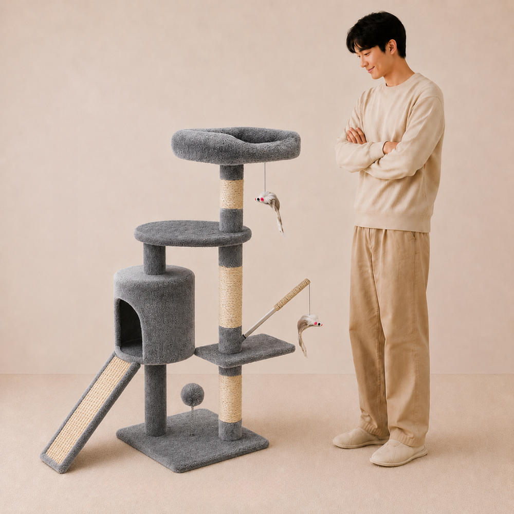 Scratching Post Stable Cat Tree Climbing Tree - 115cm