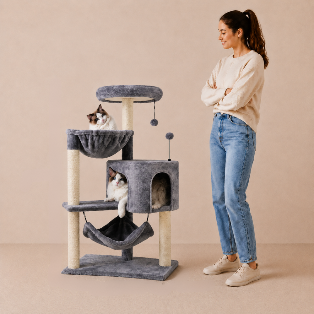 Cat Tree with Cat Condo and Big Hammock