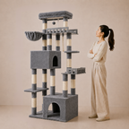 Heavy-Duty Cat Tree Tower for Large Cats with Hammock & Condos