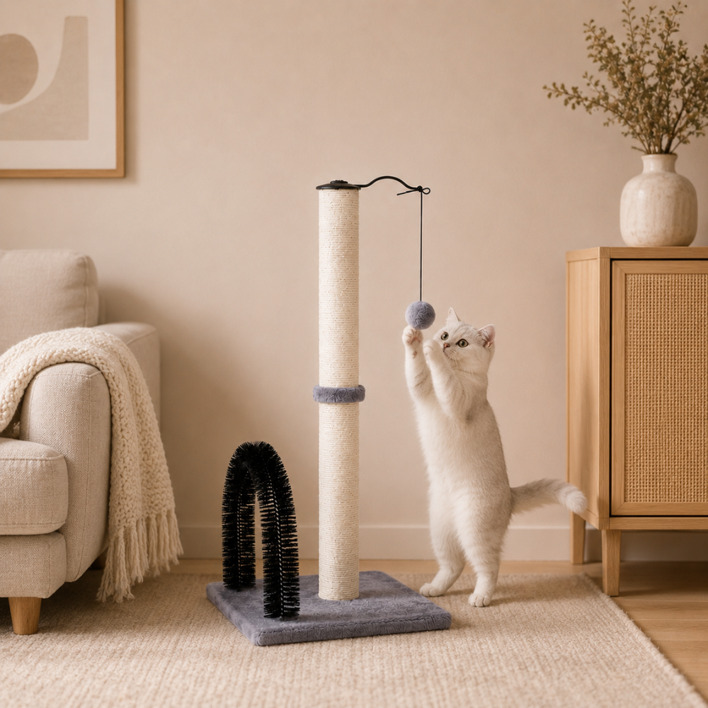 Cat Scratching Post with Grooming Arch & Toy