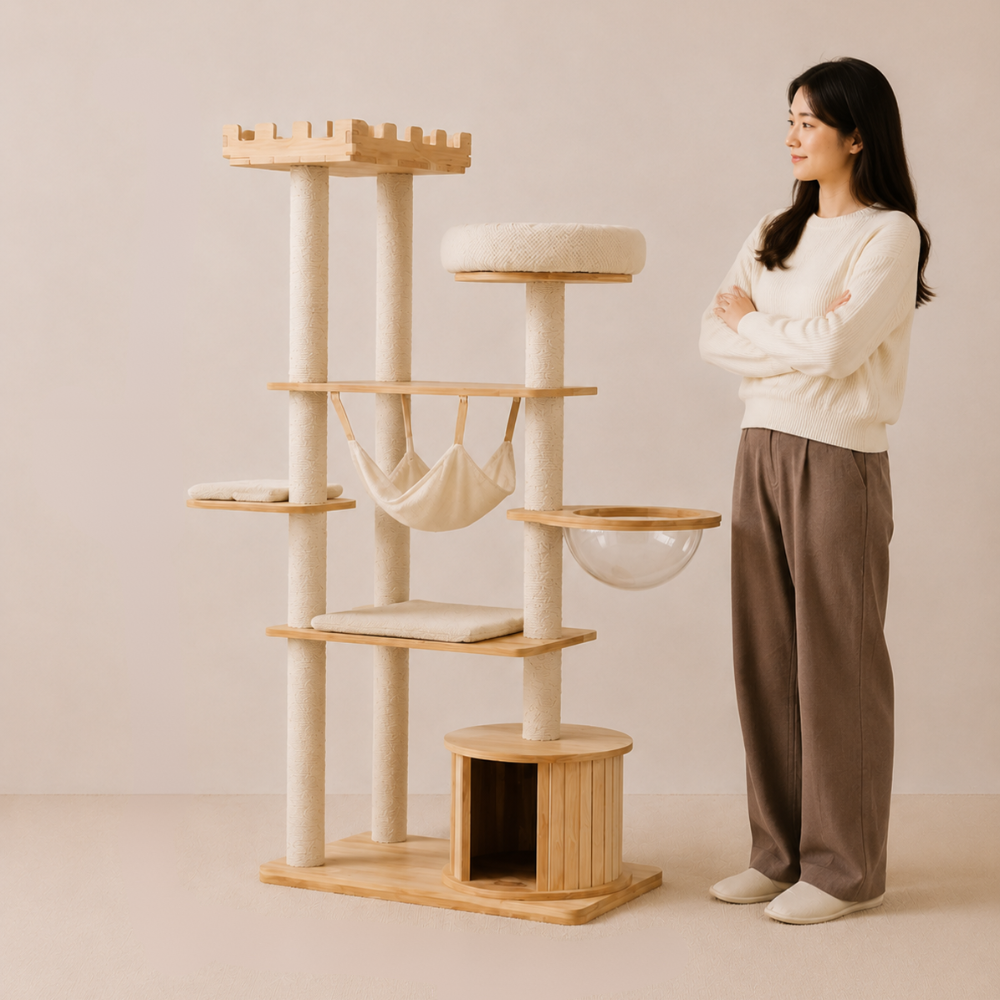 170cm Castle Oak Prestige Space Bowl Cat Tree