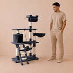 Cat Tree with Condo,Tunnel & Hammock Bed - 141cm