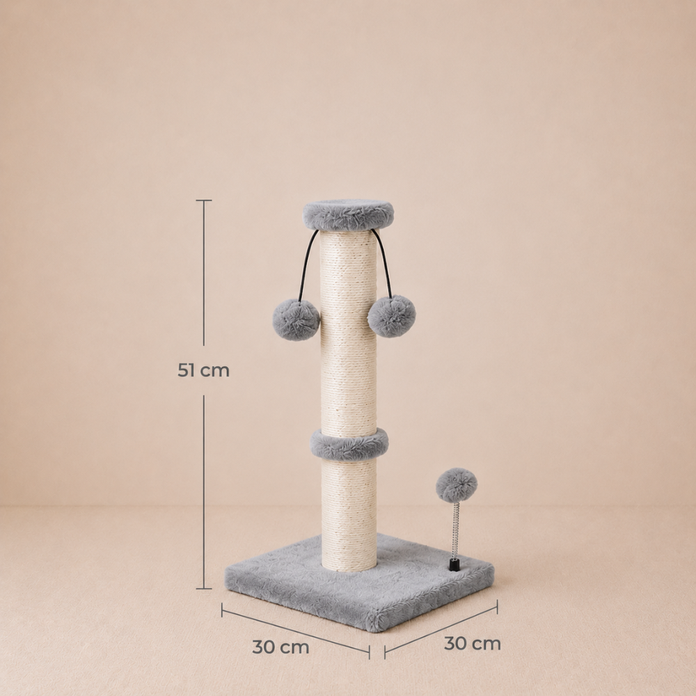 Cat Scratcher for Kitten with Natural Sisal Rope, 3 Ball Toys and a Stable Heavy Base