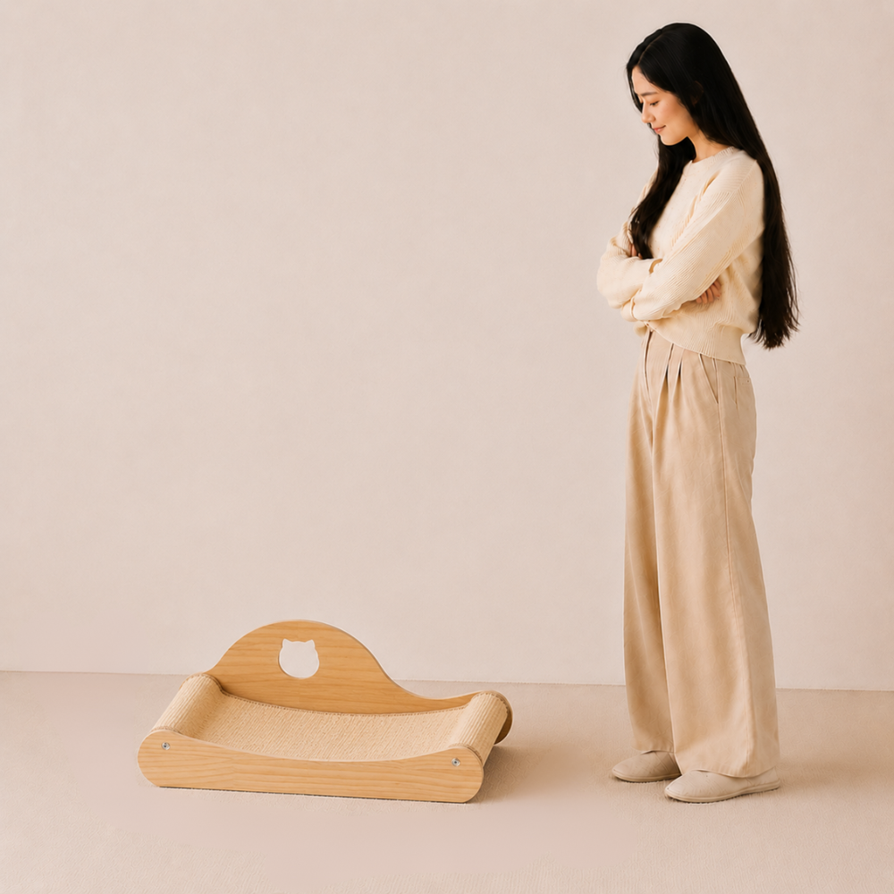 Cat Scratcher Bed Wood Scratch Lounger Scratching Chair