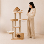 SturdyPine Stylish Wood Cat Tree