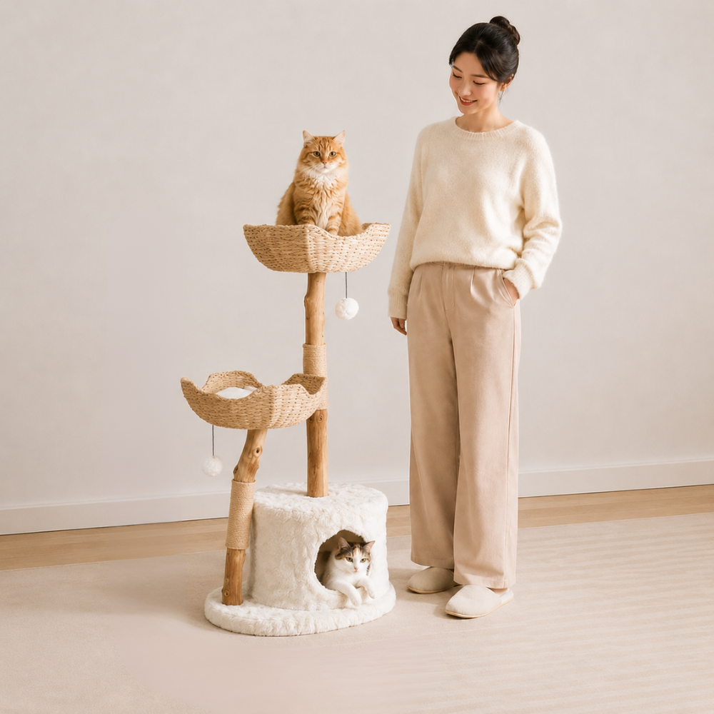 115cm Modern Wood Cat Tree