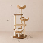 Woven Rattan Multi-Level Cat Tree with Sisal Posts & 3 Basket Beds