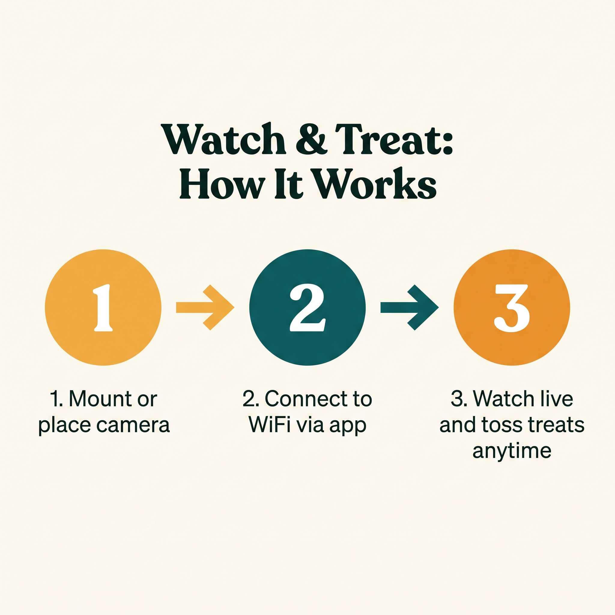 Watch & Treat Smart Pet Camera - how it works step diagram