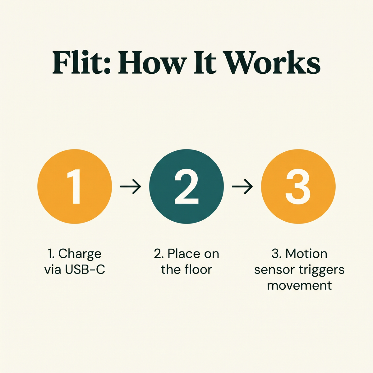 Flit Motion-Activated Fish Toy - how it works step diagram