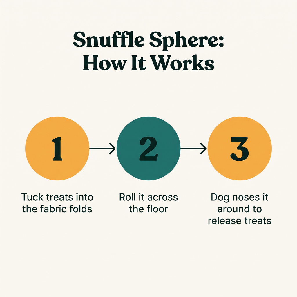 Snuffle Sphere Interactive Ball - how it works step diagram