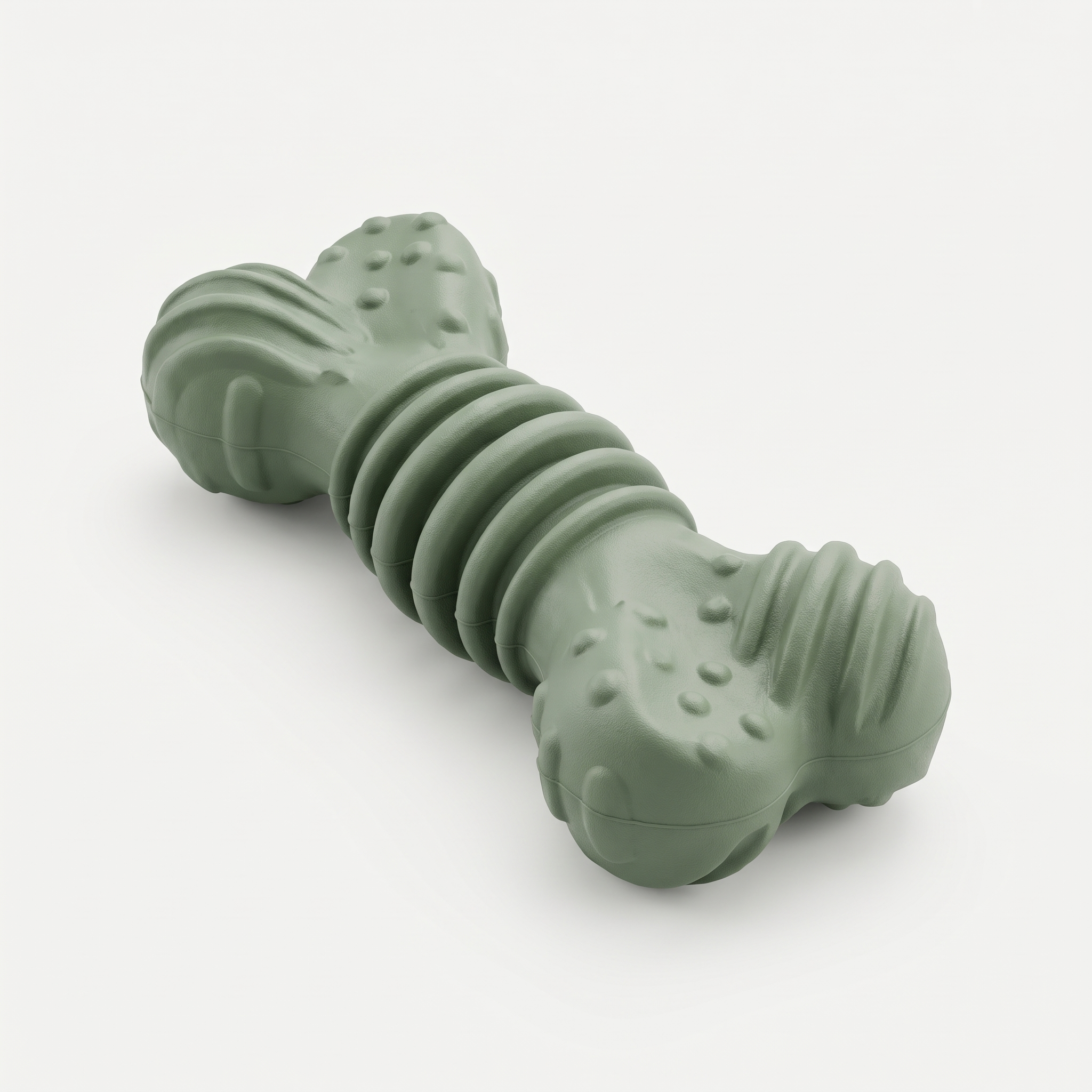 Titan Bone Power Chewer Nylon Bone in matte sage green on a light neutral background