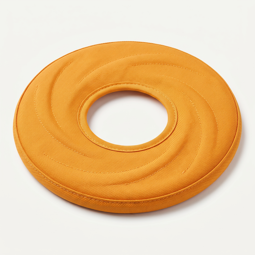 SoftFly Flexible Nylon Frisbee in matte marigold-orange on a light neutral background