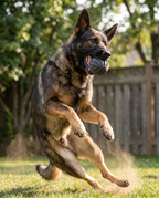 Dog fetching the Herding Ball Extreme Chew Fetch Ball in the backyard