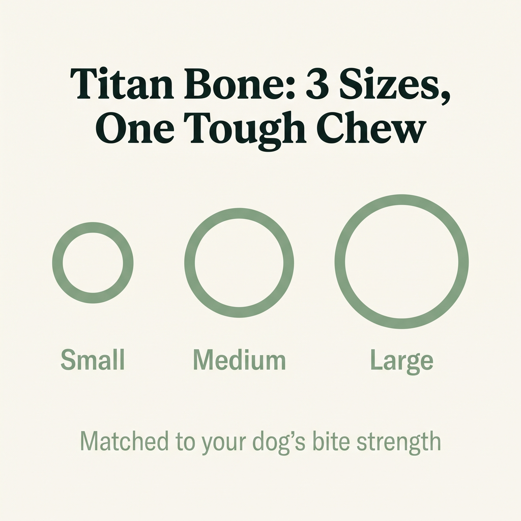 Titan Bone Power Chewer Nylon Bone size guide callout