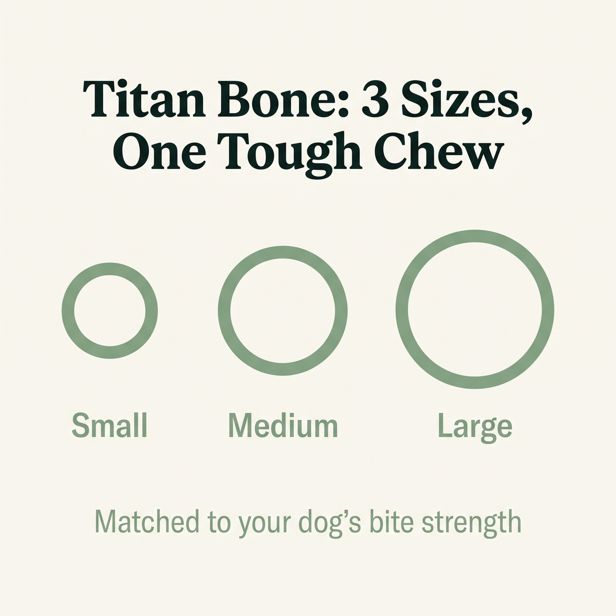Titan Bone Power Chewer Nylon Bone size guide callout