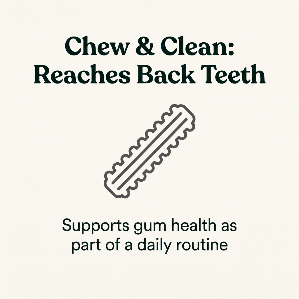 Chew & Clean Rubber Dental Stick dental benefit callout