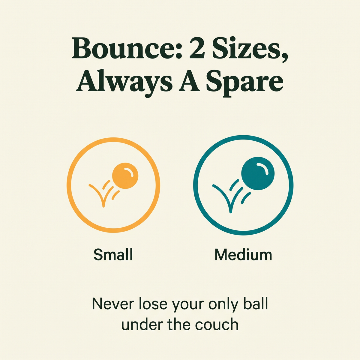 Bounce Fetch Rubber Ball 2-Pack size guide callout