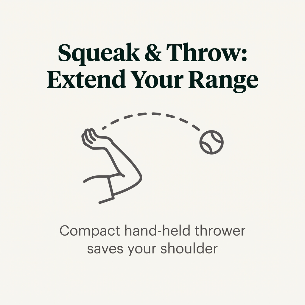 Squeak & Throw Ball + Thrower Set feature callout