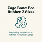 Zogo Bone Eco Rubber Treat Toy material and size callout