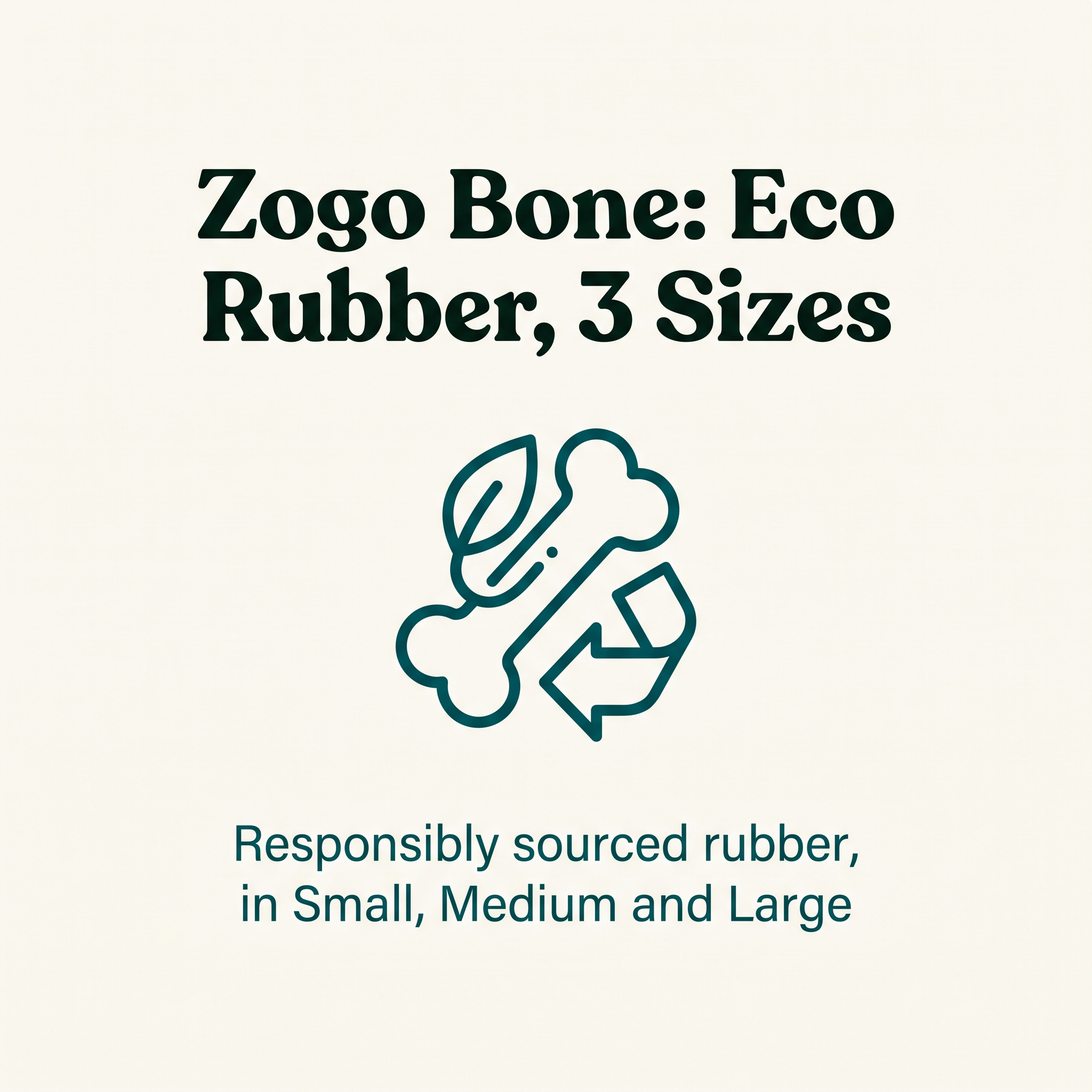 Zogo Bone Eco Rubber Treat Toy material and size callout