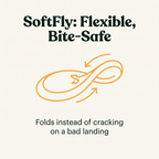 SoftFly Flexible Nylon Frisbee bite-safe callout