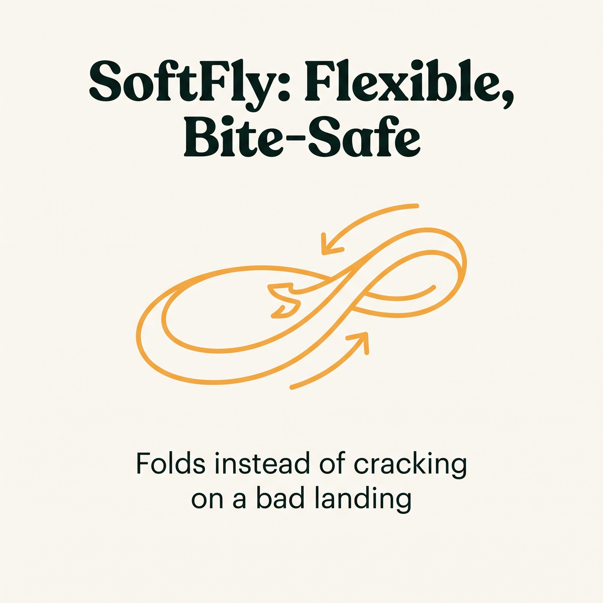 SoftFly Flexible Nylon Frisbee bite-safe callout