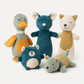 Adventure Pack Plush + Squeaker 5-Pack on a light neutral background