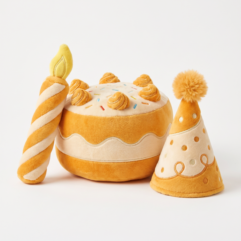 Celebration Set Birthday Plush 3-Pack on a light neutral background
