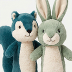 Close-up detail of two plush toys from the Backyard Buddies Plush 4-Pack showing texture and stitching