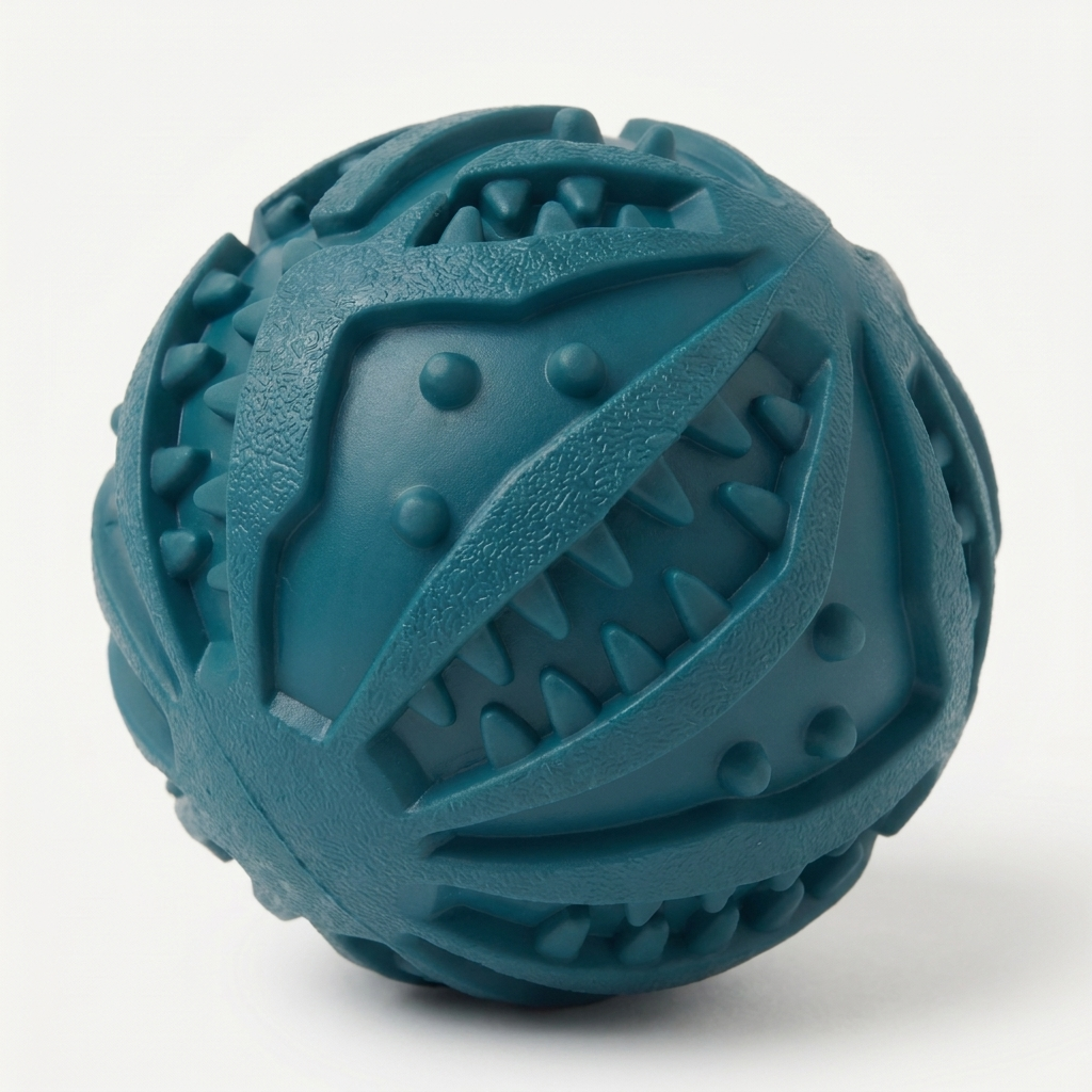 Close-up detail of Power Chewer Starter Kit rubber chew ball ridge texture