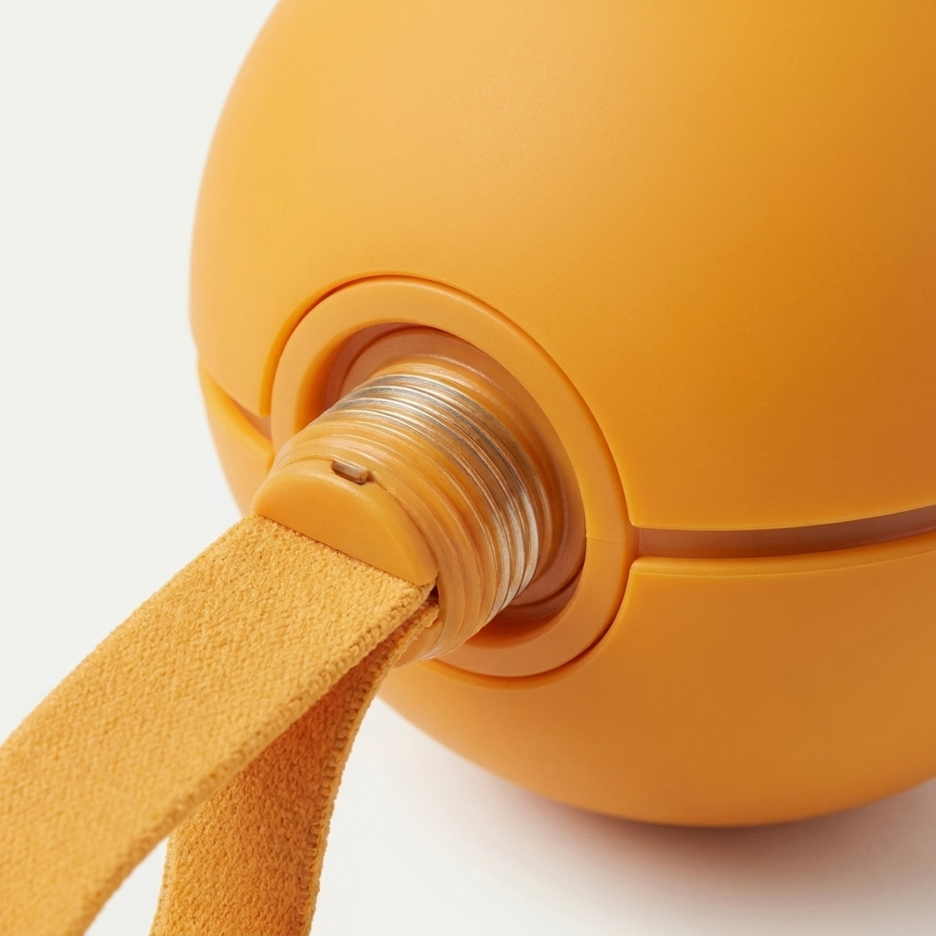 Close-up detail of the Tailspin Smart Chase Ball tail attachment connector