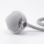 Prowl Smart Chase Ball in Silver — ribbed silicone ball with clear collar mount and braided rope tail