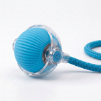 Prowl Smart Chase Ball in Sky Blue — ribbed silicone ball with clear collar mount and braided rope tail
