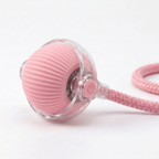 Prowl Smart Chase Ball in Pink — ribbed silicone ball with clear collar mount and braided rope tail