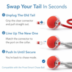 How to swap your Prowl Smart Chase Ball tail in seconds — unplug, line up, push in secure